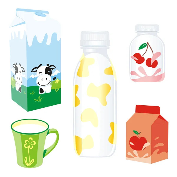 Productos lácteos aislados — Vector de stock