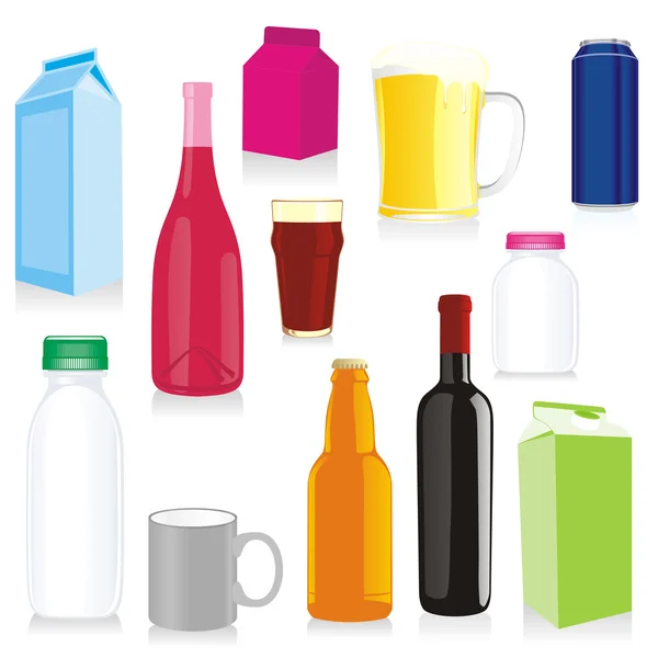 Conteneurs à boissons isolés — Image vectorielle