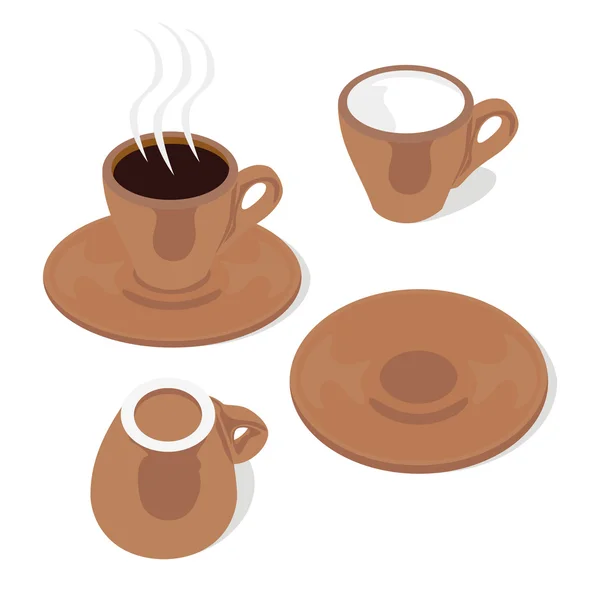 Espresso bardak ve tabaklar — Stok Vektör