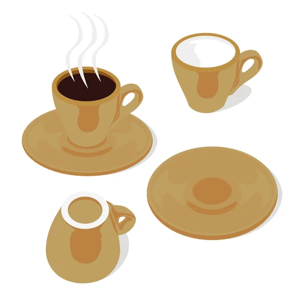 Espresso bardak ve tabaklar — Stok Vektör
