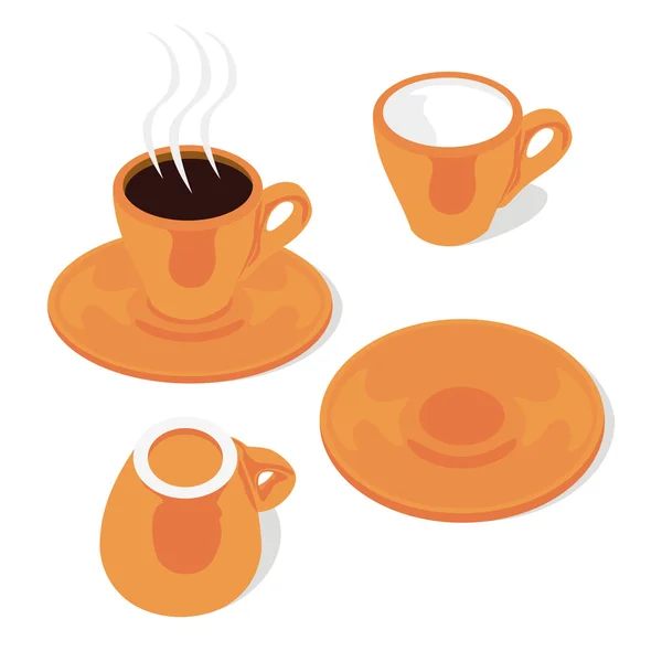 Кофейные чашки и блюдца — стоковый вектор