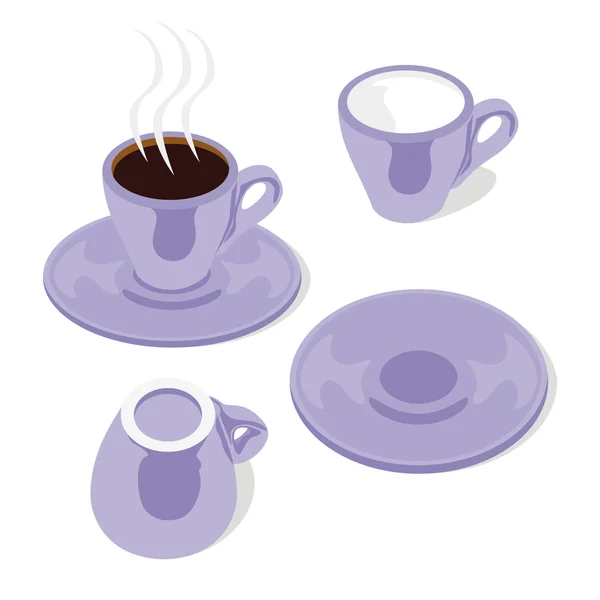 Чашки еспресо та тарілки — стоковий вектор