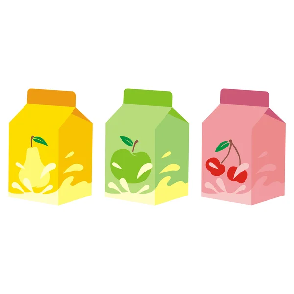 Geïsoleerde fruit yoghurt kartonnen doosjes — Stockvector
