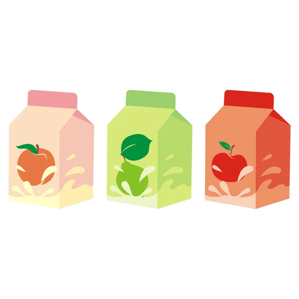 Cajas de cartón de yogur de fruta aislado — Vector de stock