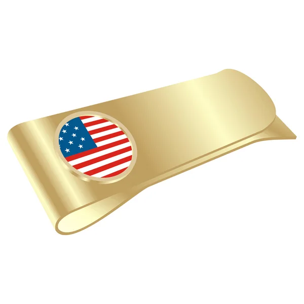 Gouden geld clip met usa vlag — Stockvector