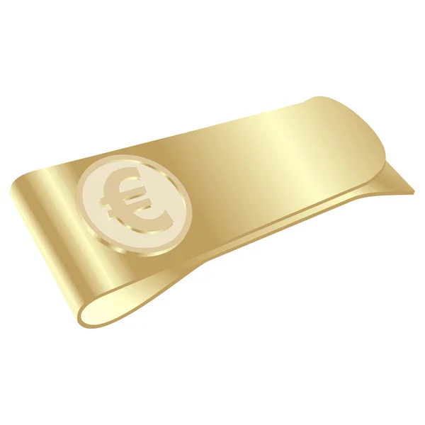 Isolated golden money clip with euro — 图库矢量图片