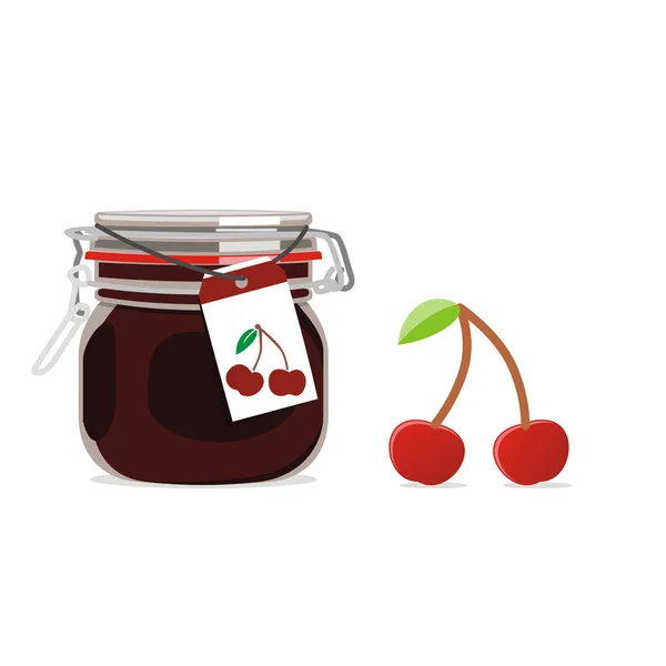 孤立的果酱罐和水果 — 图库矢量图片