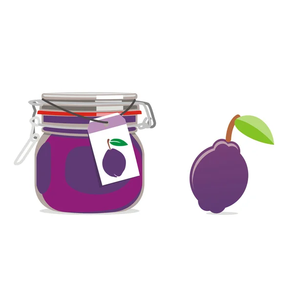 Isoliertes Marmeladenglas und Obst — Stockvektor