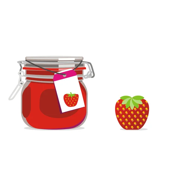 Isoliertes Marmeladenglas und Obst — Stockvektor