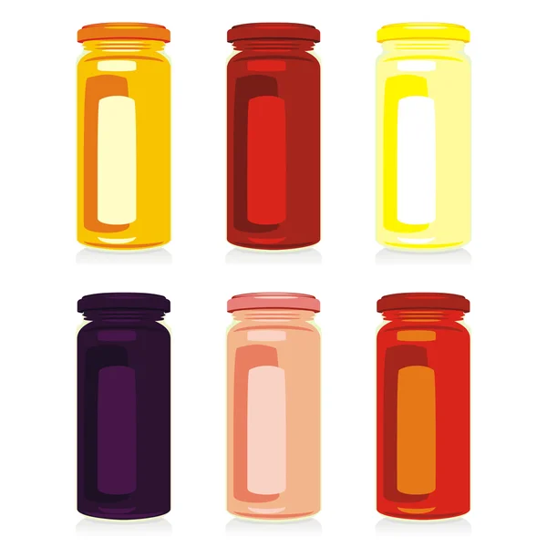 stock vector Isolated jam jars set