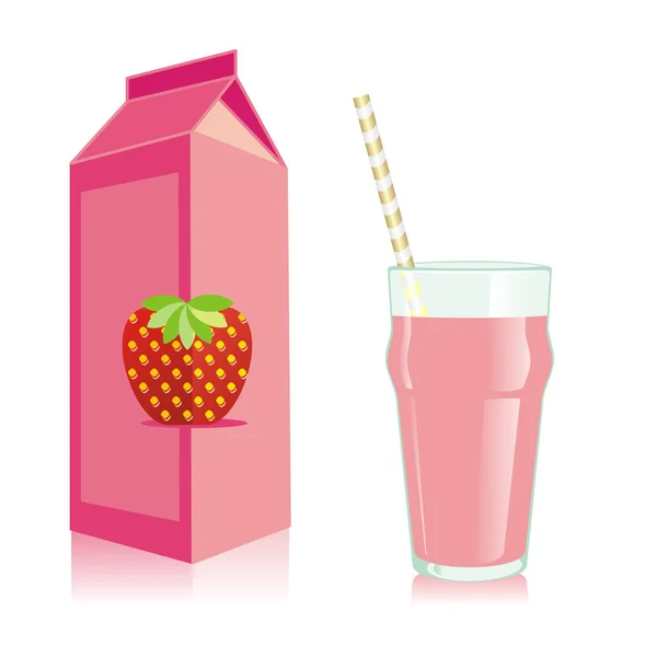 Isolated strawberry juice recipients — Stock Vector