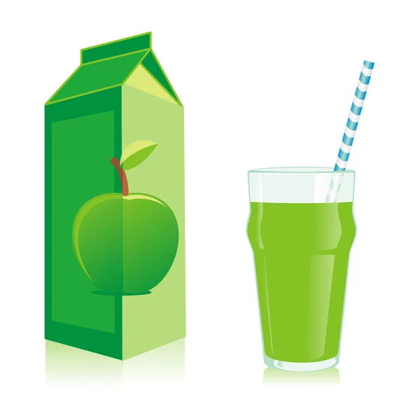 Na białym tle zielonym jabłkiem sok odbiorców — Wektor stockowy
