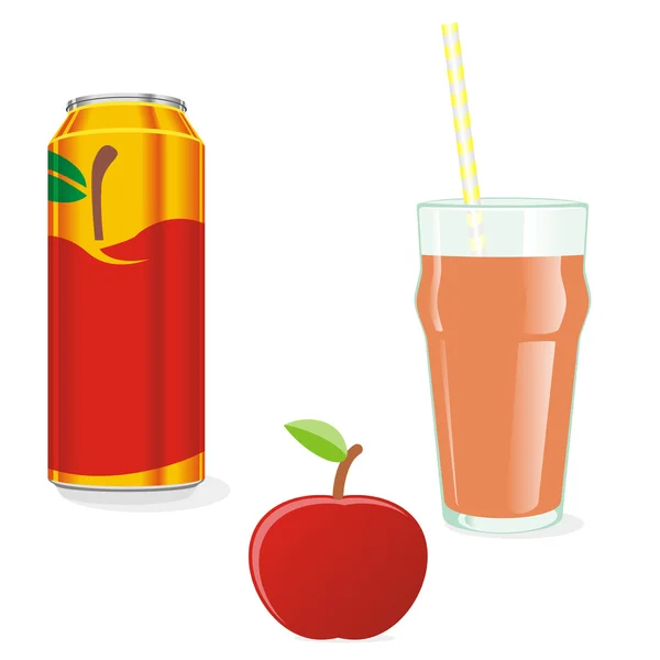 孤立的苹果汁和水果 — 图库矢量图片