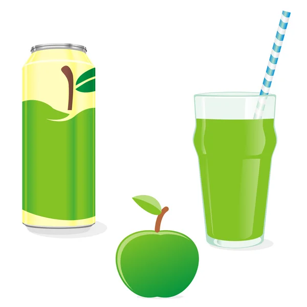 Изолированный яблочный сок и фрукты — стоковый вектор