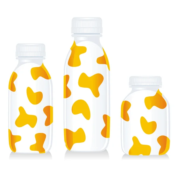 Bottiglie di vetro di latte isolate — Vettoriale Stock