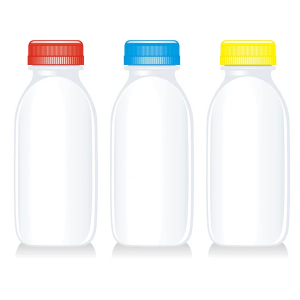 Bouteilles isolées en verre de lait — Image vectorielle
