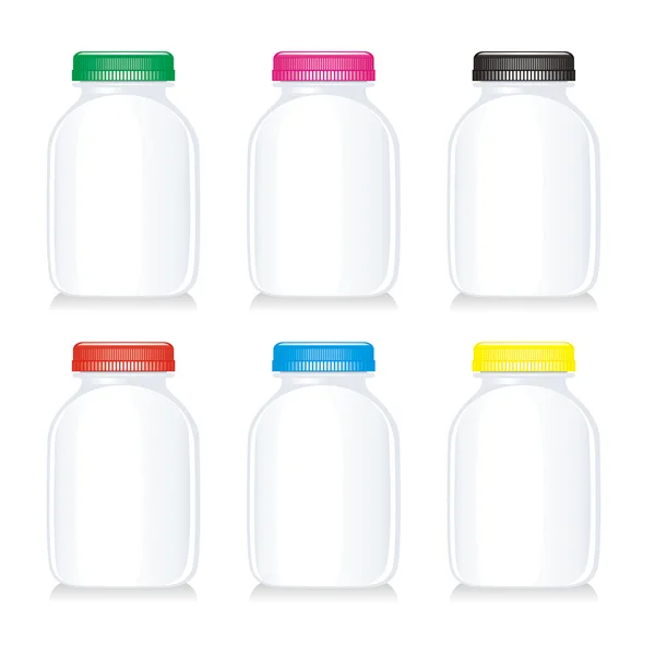 Isolerade mjölk glasflaskor — Stock vektor