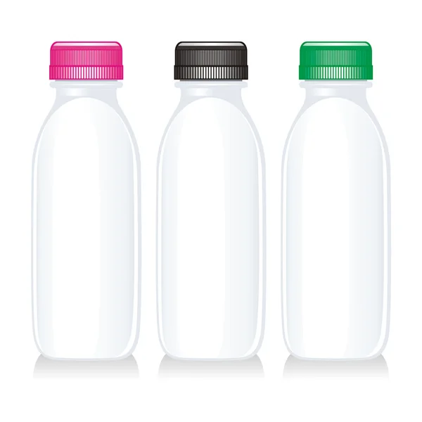 Bouteilles isolées en verre de lait — Image vectorielle