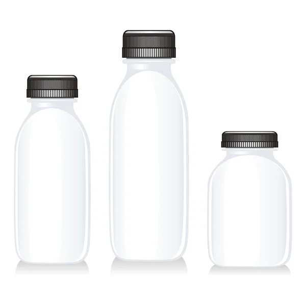 Isolated milk glass bottles — Stock Vector
