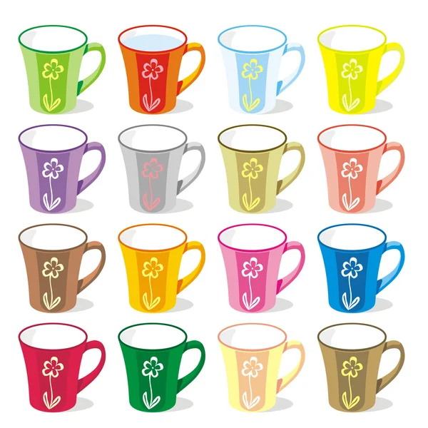 Tasses de couleur isolées — Image vectorielle