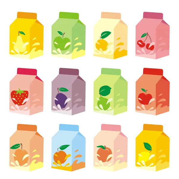 Isolated fruit yogurt carton boxes — Stock Vector