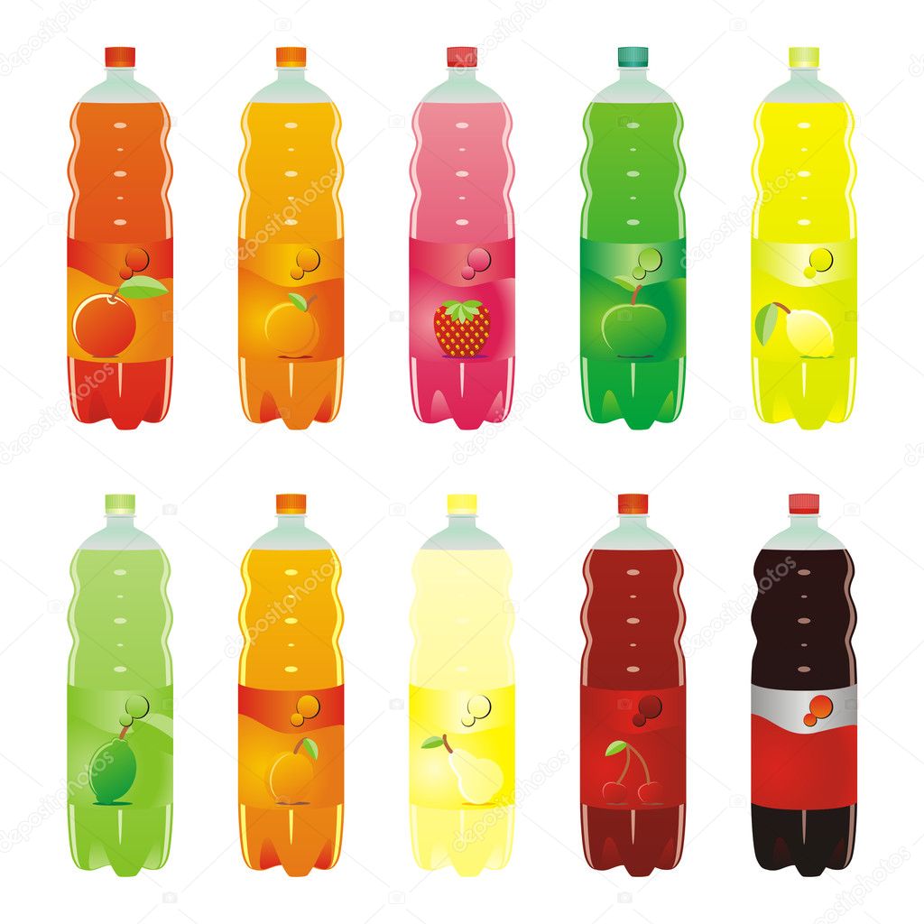 Isolated carbonated drinks set