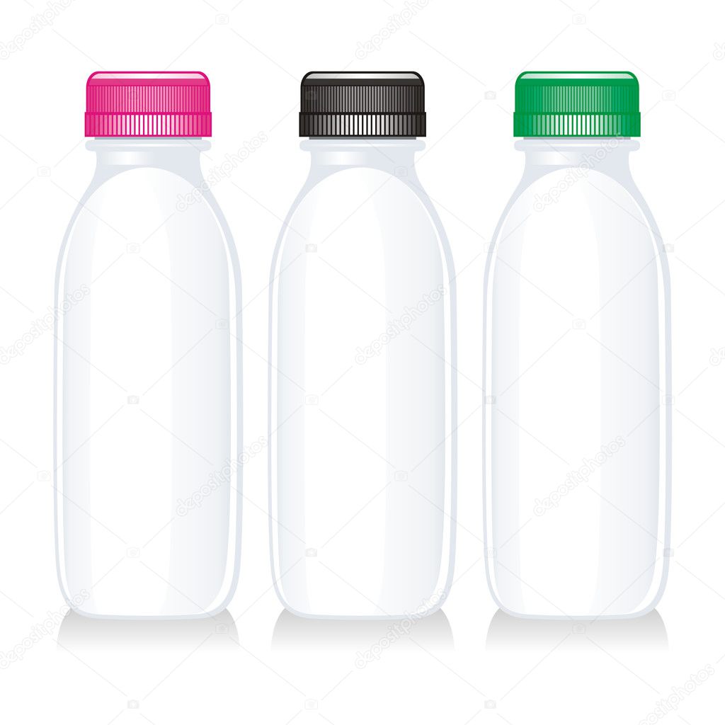 Isolated milk glass bottles