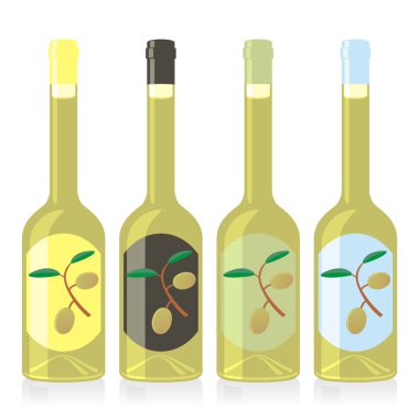 Isolated olive oil bottles set clipart