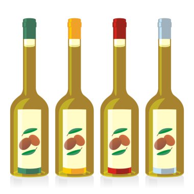 Isolated olive oil bottles set clipart