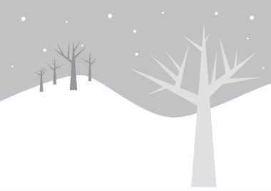 Trees in a winter night clipart