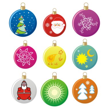 Nine Christmas globes clipart