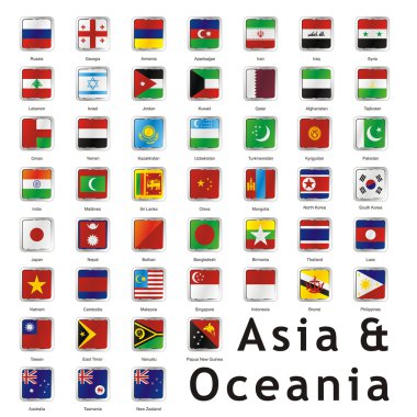 Isolated asian flags clipart