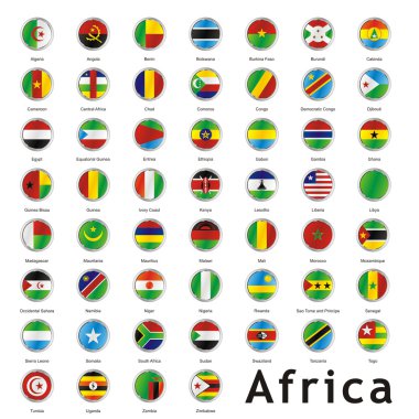 Isolated african flags clipart