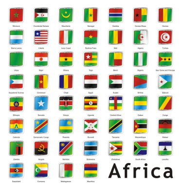 Isolated african flags clipart