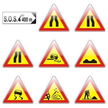 Isolated european road signs clipart