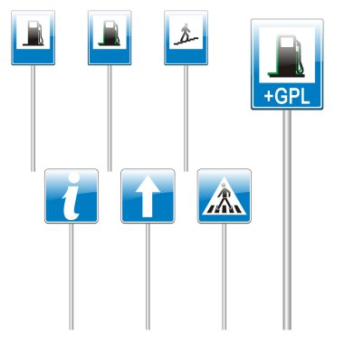 Isolated european road signs clipart