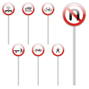 Isolated european road signs clipart