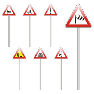 Isolated european road signs clipart