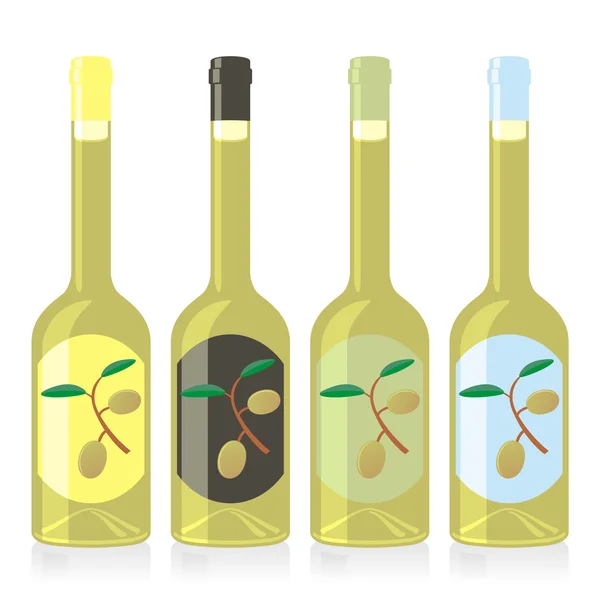 Conjunto de botellas de aceite de oliva aislado — Vector de stock