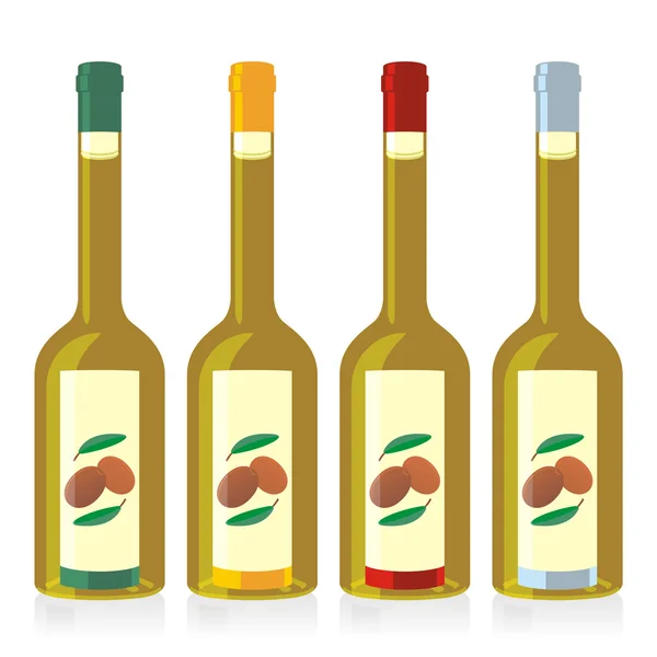 Conjunto de botellas de aceite de oliva aislado — Vector de stock