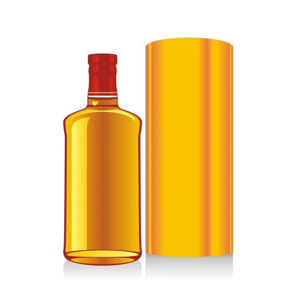 Isolerade whiskey flaska och box — Stock vektor