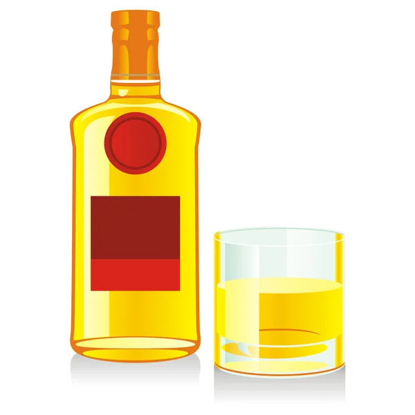 孤立したウイスキーの瓶、ガラス — ストックベクタ