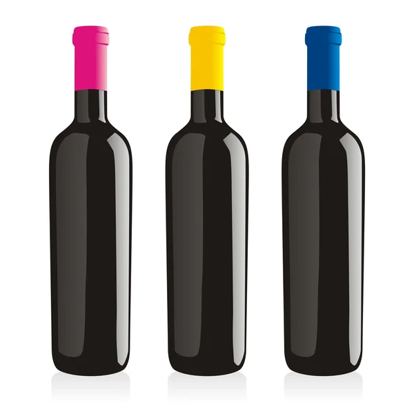 Botellas de vino de forma clásica aisladas — Vector de stock