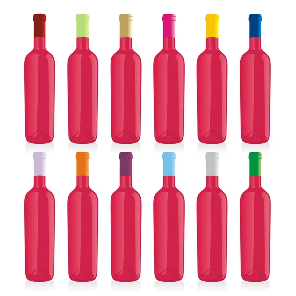 Na białym tle klasyczny kształt wina butelek — Wektor stockowy
