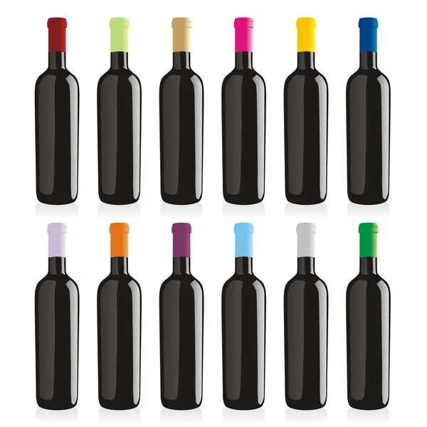 Bottiglie di vino isolate di forma classica — Vettoriale Stock
