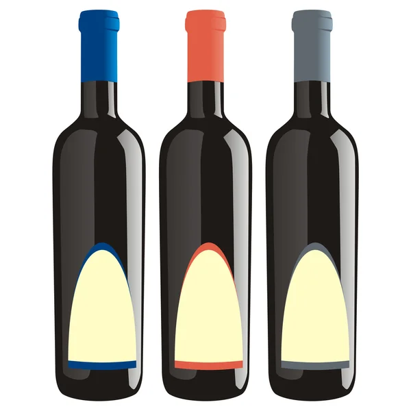 Bottiglie di vino isolate di forma classica — Vettoriale Stock