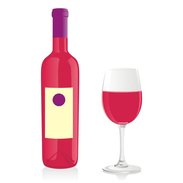 Garrafa de vinho isolada e vidro —  Vetores de Stock