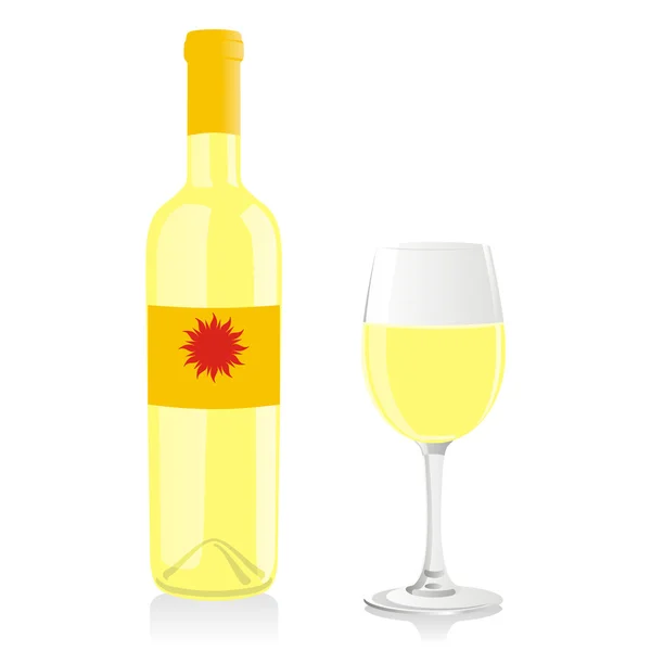 Botella aislada de vino y vidrio — Vector de stock