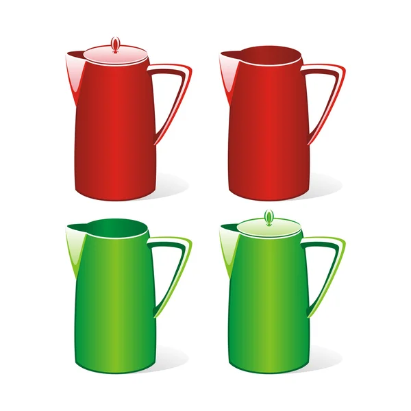 Conjunto de jarros de chá coloridos isolados — Vetor de Stock