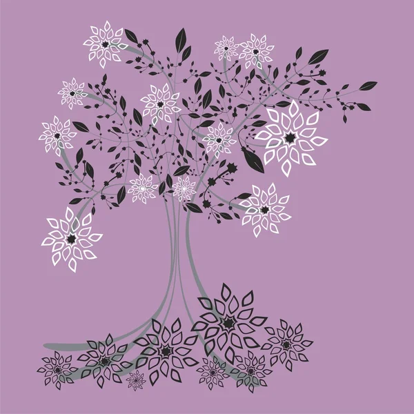 stock vector Stylized tree with flowers and leafs